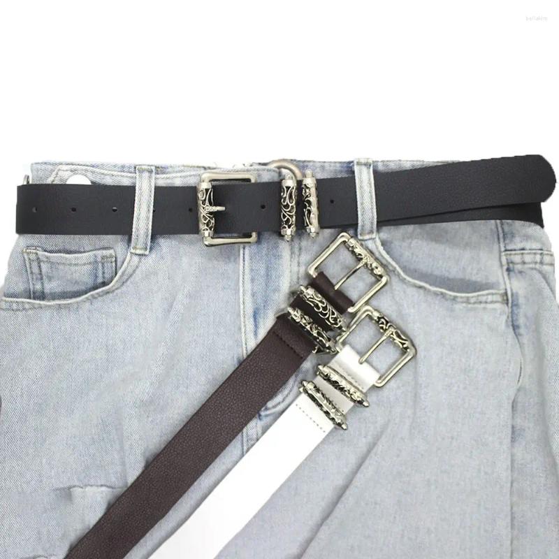 Cinture Decorazione pantaloni Stile Y2K Fibbia fiore Vita da uomo Cintura coreana da donna in metallo