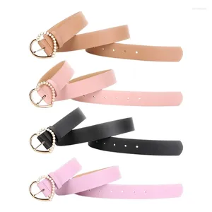 Ceintures Unique Teens Pearl Heart Pin Buckle Belt Nightclub Sangles de taille réglables