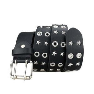 Cinturones Unisex Cinturón punk Doble ojal Jeans Decorativo Ajustable Casual Pin Hebilla Cintura gótica Cinturones