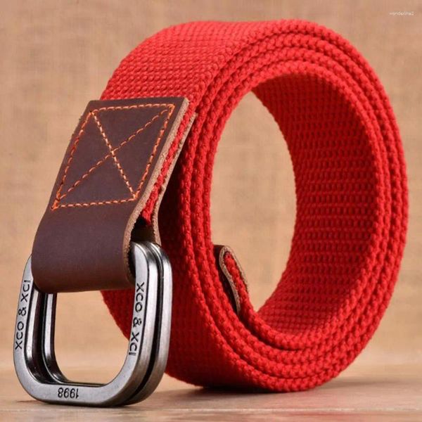 Cinturones Unisex Estilo Retro Cinturón Juvenil Deporte Al Aire Libre Lona Para Hombres Mujeres Doble Anillo Hebilla Versátil Cintura Banda Jeans