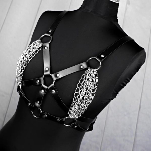 Cinturones UYEE Sexy Mujeres Arnés de cuero Cuerpo Bondage Liga Cinturón Ropa interior Medias Jaula Tirantes Bustier Corset Bra Lencería Goth