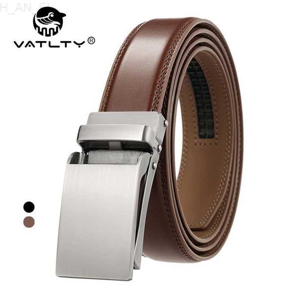 Cinturas Vatty CM-130cm Mens Bindo Aleación Automática Hebilla Cinturón plateado Hombres 31 mm Botas de mezclilla perforadas Cinturón marrón C240407