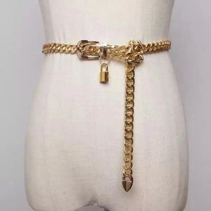Ceintures Polyvalent gothique chaîne en or dames ceinture cubain Punk argent métal Corset ceinture jupe longue ceinture métal serrure pendentif ceinture 231201