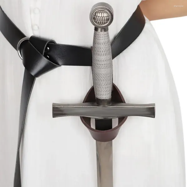Cinturones Versátil Caja de color sólido Soporte de vaina de caballero con anillo de funda vikinga Correa de hoja pirata para cosplay Performance Prop