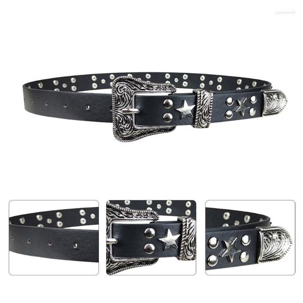 Cinturones Cinturón vintage para mujer Casual Pin Hebilla Cowgirl Lady Pantalones vaqueros anchos Mujer Niñas Y2K Decorativo