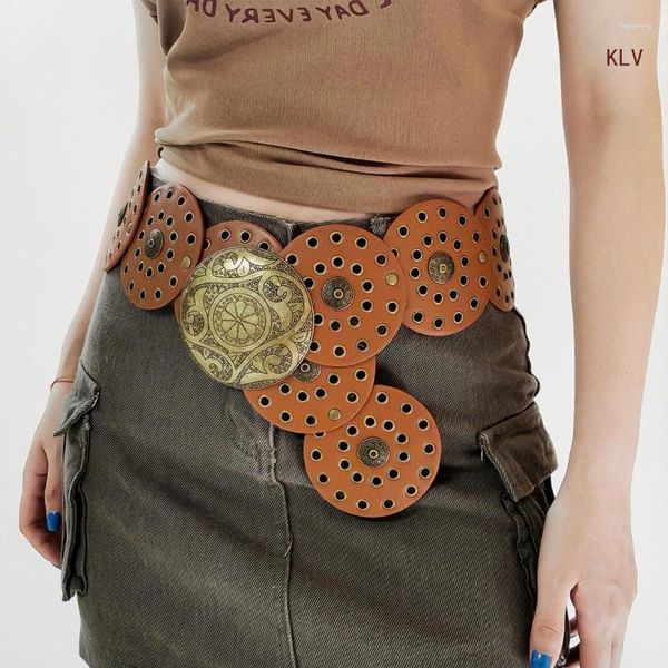 Cinturones Cinturón vintage para mujer Vaquera exagerada Señora Jeans anchos Pantalones Adolescentes Chica Y2K Cinturón decorativo