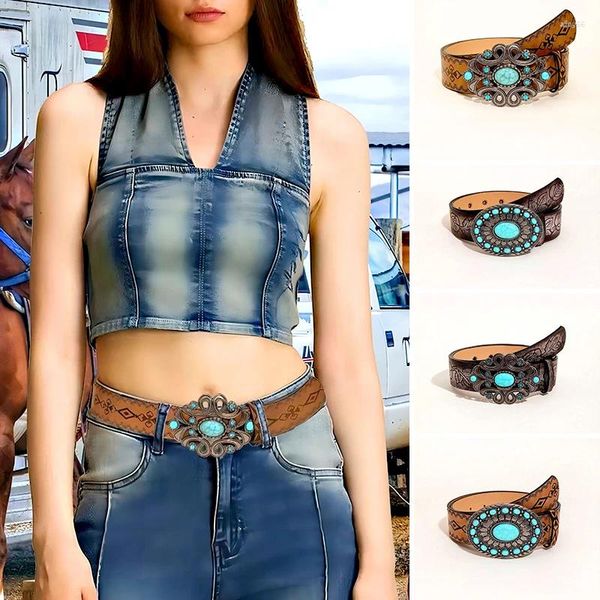 Cinturones Vintage Boho étnico cintura para mujer turquesa cuentas cintura correa Jeans vestido cinturón encanto cuerpo joyería regalo