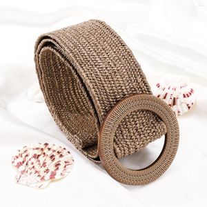 Riemen vintage boho vrouwen gevlochten riem elastische tailleband pp riet