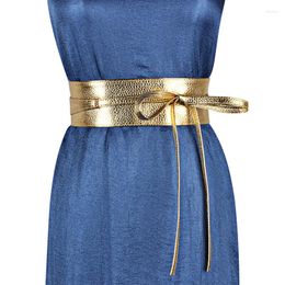 Ceintures Vintage nœud papillon Cinch ceinture pour femmes large ceinture en cuir PU minceur corps Shaper auto-cravate sangle Corset robe accessoire