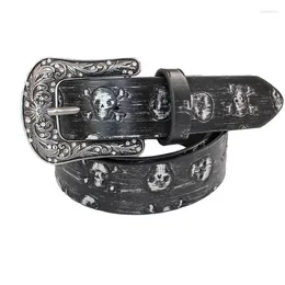 Ceintures Vintage Belossing Skull Belt pour adolescents Boucle de broche fraîche Couleur en détresse Boy Boy Jean Pantalon décor