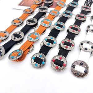 Cinturones Vintage Estilo étnico Cobre Cobal Accesorios de la cadena de la cintura Cinturón de franja trenzado de mujeres Decorado Boho