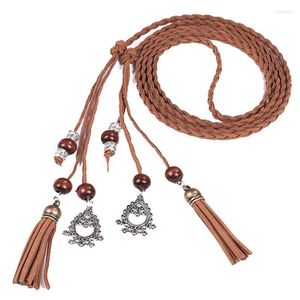 Riemen vintage voor mannen dames mode folk-custom kwikte gevlochten hanger taille riem horizontale zak riemeltjes smal22