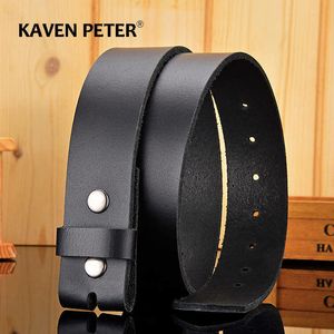 Riemen Vintage Echt Lederen Riem Zonder Gesp Voor Mannen Zwarte Luxe Koeienhuid Mannelijke Echte Lederen Riem Vintage 38cm Breedte Z0228