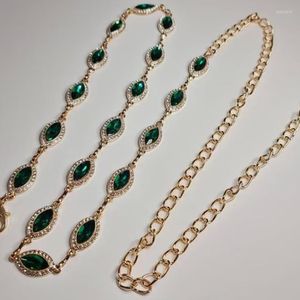 Ceintures Vintage Green Gemstone Ceinture pour femme - Emerald Gem Wedding Chain Bridal Sash Shower Gift Accessories