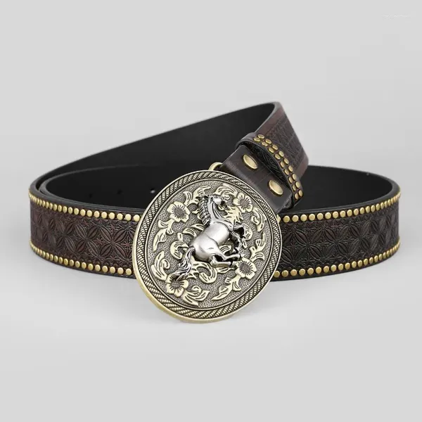 Ceintures Vintage loisirs ceinture pour hommes Style Cowboy occidental adolescents polyvalent Simple belle tendance sculpture motif boucle