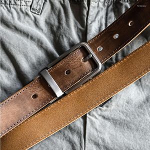 Riemen vintage luxe handgemaakt lederen insert buckle man's riem cinturon gotico cowhide retro all-match casual jeans soft 160 cm