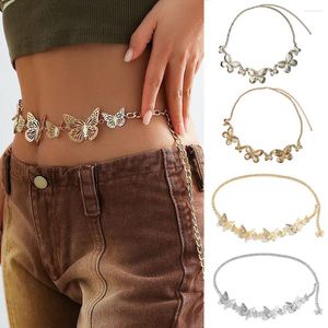 Belts Vintage Metal Butterfly for Women Snap Buckle taille broek Simple Sexy Decoration Y2K Accessoires