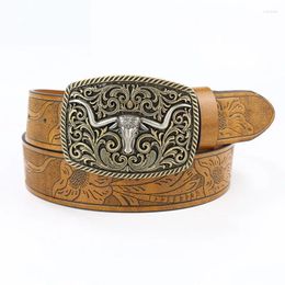 Riemen Vintage PU lederen gesp riem Western Cowboy Cowgirl Bloemen gegraveerde tailleband Punk Individuele bijpassende decoratieve