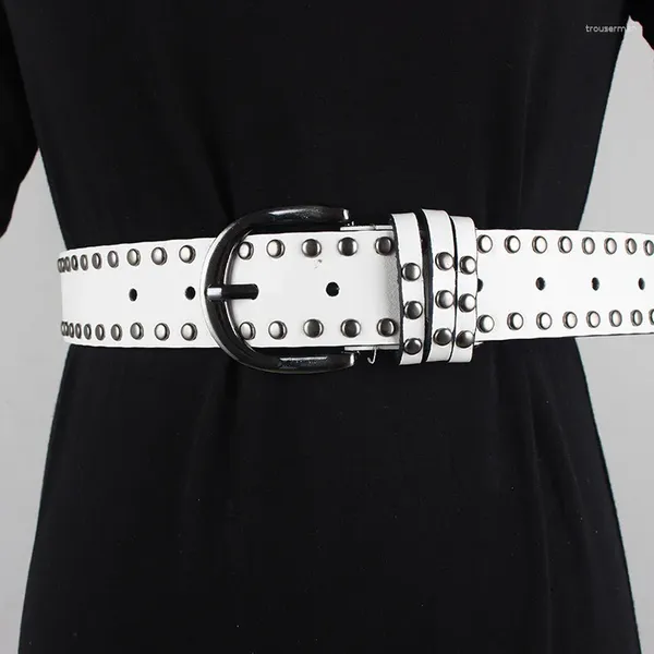 Ceintures vintage rivet clouted pu ceinture pour femmes y2k style punk en cuir de luxe de luxe Cinturones para hombre