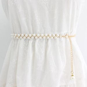 Ceintures Vintage ronde perle chaîne ceinture pantalon décoratif rétro perle gland taille simple décontracté pour les femmes