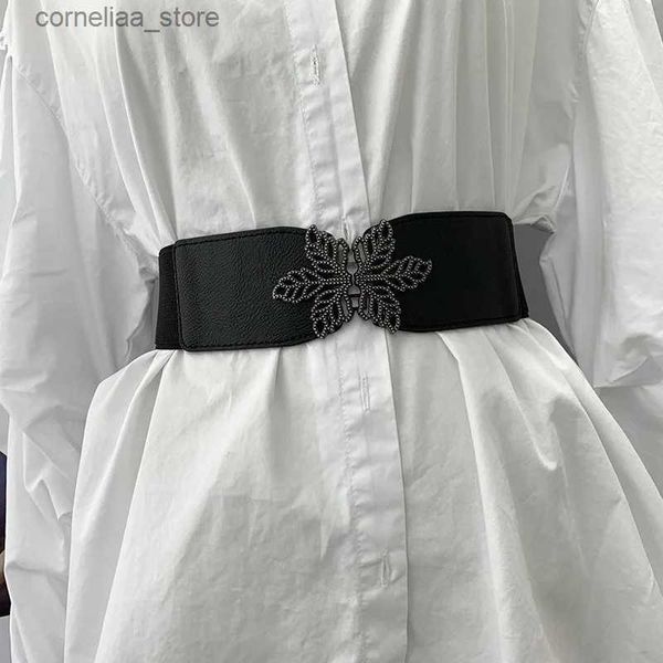 Ceintures Vintage large taille ceinture pour femmes rétro Totem large ceinture élastique Stretch robe taille ceinture boucle bande LadiesY240316