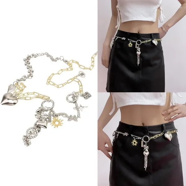 Ceintures Vintage Femmes Taille Ceinture Mince Style Y2K avec Multi-Pendentif Métal Commuting En Gros