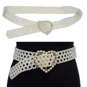 Gordels tailleband voor vrouwen die een verstelbare hartvorm schijnen Buckle White Pearl Belt delicate rokjurk Decors