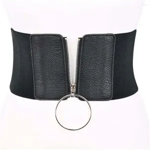 Cinturones Correa de cintura Cuerpo adelgazante Anillo circular de metal alto Cremallera Cinturón elástico Cintura femenina Fajas anchas