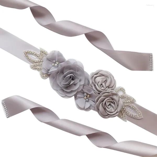 Ceintures Ceinture Robe De Mariée Perle Accessoires Faits À La Main Ceinture De Mariage Ornements Perlés Simulé Rose Fleur Cristal Strass Élégant