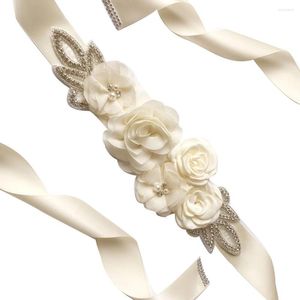 Riemen trouwriem gesimuleerde rose parel handgemaakte elegante kristallen bloesem kralen strass bruidsjurk sjerpen accessoires ornamenten