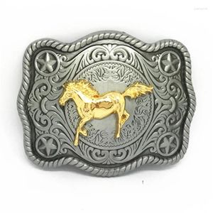 Ceintures Western Cowboy Belt Backle Retro Match Horse Unisexe lisse de tube bleu ancien artisanat