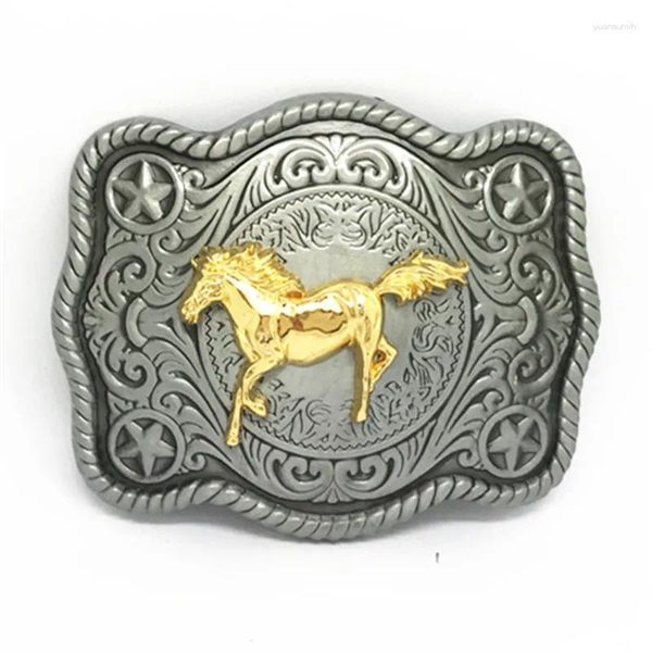 Ceintures Western Cowboy Belt Backle Retro Match Horse Unisexe lisse de tube bleu ancien artisanat