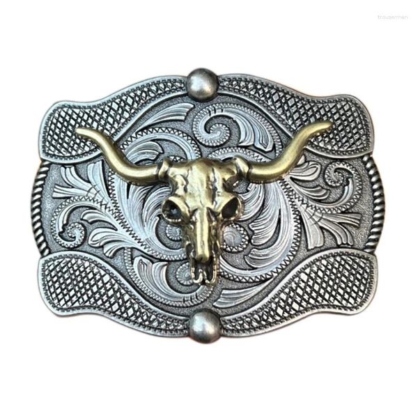 Ceintures Western Cowboy Bull / Skull Belt Metal Multiple Color Rock Link Unisexe DIY Supplies