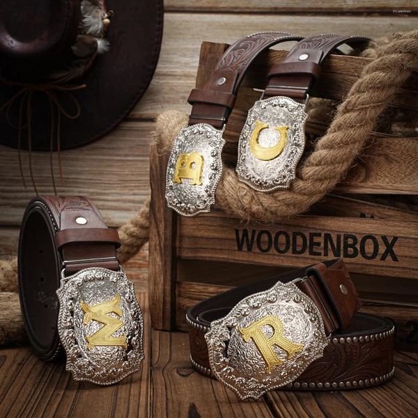 Cinturones Cinco de cuero Cowboy PU Western PU - Decoración de toros de cintura para hombres grabados para jeans