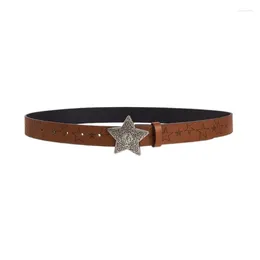 Riemen Western Cowboy-riem met sterpatroongesp Vintage gegraveerde kunstleren tailleband verstelbaar voor dames Dropship