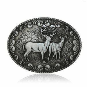 Ceintures Western Denim Zinc-Alliage Animal Cerf Motif Jeans Garniture En Cuir Boucle De Ceinture Pour Hommes Accessoiriser Style Cadeau
