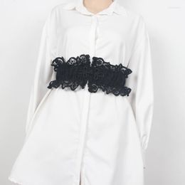 Riemen witte zwarte bloem kanten taille riem13,5 cm breed elastisch strechy corset floppy lotus overhemd elegante riem femme cinturones