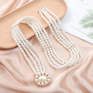 Ceintures blanches Pearl Elastic Belt for Women Luxury Design Fashion Casual Trendy Robe Clothing Accessoires Goth Retro Retro taille