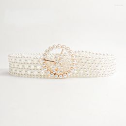 Riemen Witte Parel Brede Riem Voor Vrouw Decoratieve Zomerjurk Accessoires Elegante Luxe Holle Gratis Perforatie