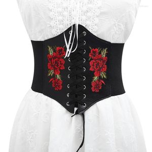 Cinturones Cinturón ancho para mujer Vintage Self Tie Wrap Vendaje Elástico debajo del busto Slim Body Shaper Lace-Up Corset Dress Cintura Accesorios