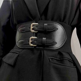 Ceintures Large noir élastique Corset ceinture femme taille grande taille ceintures pour femmes haute qualité Stretch Cummerbunds grande ceinture Y240315