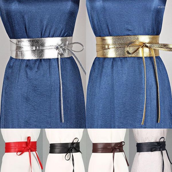 Ceintures Large Streamer Bowknot Ceinture Femmes Pu Cuir Souple Auto-Cravate Wrap Longueur Totale 2.5m Largeur 4cm All-matchBelts Smal22