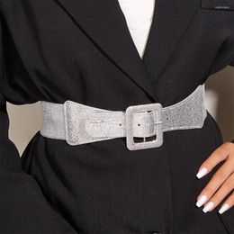 Belts Dames Autumn Square Buckle Elastic Band met jurk veelzijdige taille cover Cinturon Elastico Militar SCB0315