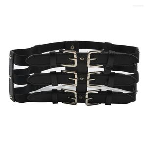 Cinturones de moda para mujer, cinturón de hombro, sello de cintura, decoración para niñas, tirantes de estilo Punk negro con traje elástico para damas