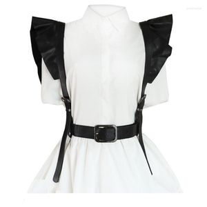 Ceintures femmes Pu cuir harnais ceinture sangle ceinture dame Sexy noir réglable volants épaule chemise robe décorative