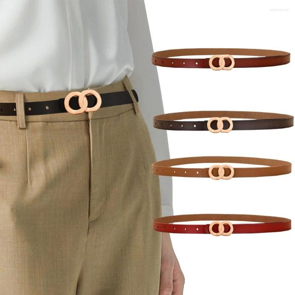 Cinturones Cinturón de cuero flaco para mujer Color sólido Cintura o caderas Adorno 1,8 cm de ancho Cintura Cummerbund Damas y niñas