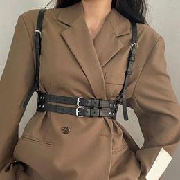 Ceintures femmes ceinture réglable haute femmes harnais en cuir accessoires Punk ceinture Rivet décor Bondage jarretière pour fête quotidienne