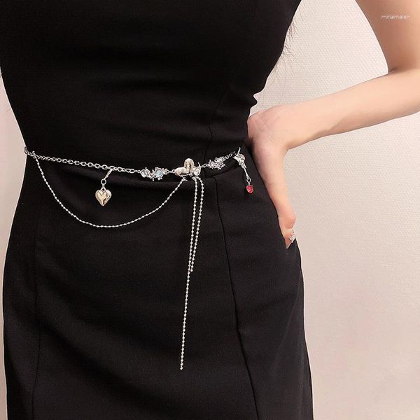 Ceintures femmes taille réglable chaîne crochet ceinture pour robe manteau jupe corps ceintures argent or dames Punk Style officiel