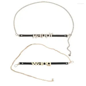 Cinturones Mujeres de aleación cintura cinturón y2k camisa de vestir de metal ajustable con Wang/Decoración de letras felices