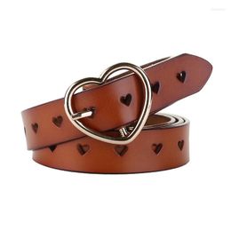 Cinturones Cinturón de mujer Moda Pu Cuero Metal Corazón Pin Hebilla Vestido de fiesta Decoración Cintura Accesorios